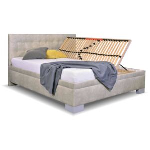 Zvýšená čalouněná postel Laterna, s úložným prostorem , Bílá ekokůže