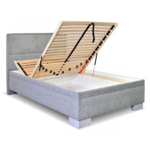 Čalouněná postel Marila, s úložným prostorem, 120x200 cm , Bílá ekokůže
