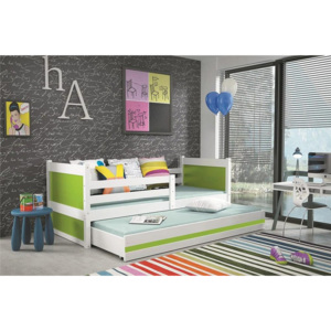 Dětská postel FIONA 2 + matrace + rošt ZDARMA, 80x190 cm, bílý, zelená