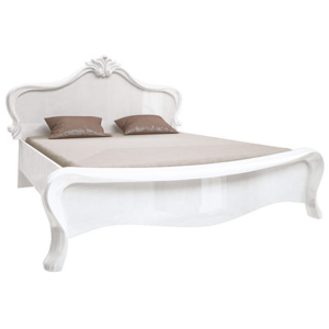 Manželská postel MARSEILLE + rošt + matrace DE LUX, 160x200, bílá lesk