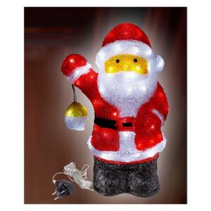 Barevný akrylový Santa do zásuvky 80 LED studená bílá 20x27x46cm přívod 10m