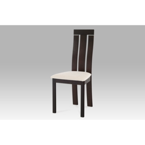 Jídelní židle dřevěná dekor wenge a potah krémová látka BC-3931 BK