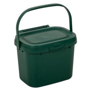 Lahvově zelený víceúčelový plastový kuchyňský kbelík s víkem Addis, 24,5 x 18,5 x 19 cm