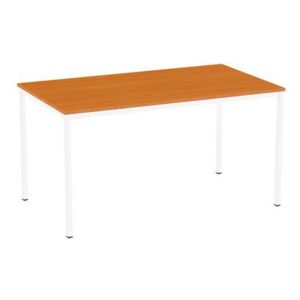 Jídelní stůl Versys s bílým podnožím RAL 9003, 140 x 80 x 74,3 cm, třešeň