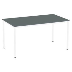 Jídelní stůl Versys s bílým podnožím RAL 9003, 140 x 80 x 74,3 cm, tmavě šedý