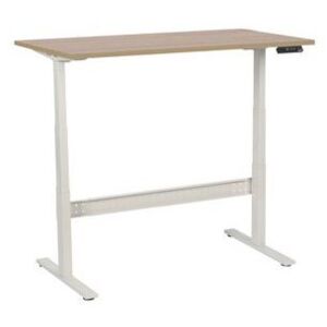 Výškově nastavitelný kancelářský stůl Manutan, 140 x 80 x 62,5 - 127,5 cm, rovné provedení, ABS 2 mm, dub