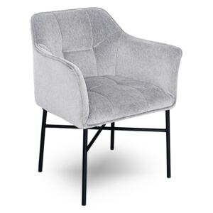 Židle čalouněné loft z podlokietnikami Valencia Pik - jasný šedý