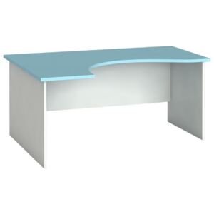 Ergonomický kancelářský pracovní stůl PRIMO FLEXI, 160 x 120 cm, bílá/azurová, levý