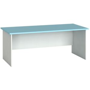 Kancelářský psací stůl PRIMO, rovný 180 x 80 cm, bílá / azurová
