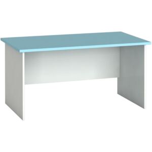 Kancelářský psací stůl PRIMO, rovný 140 x 80 cm, bílá/azurová