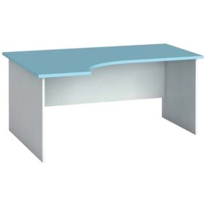 Rohový kancelářský pracovní stůl PRIMO, 160 x 120 cm, bílá/azurová, levý