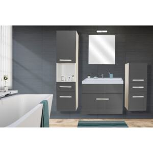 Koupelnový nábytek KAJA Bílý / Grafit lesk Zrcadlo: Zrcadlo +790Kč