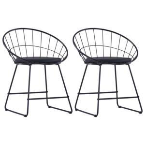 Jídelní židle se sedáky z umělé kůže 2 ks černé ocelové