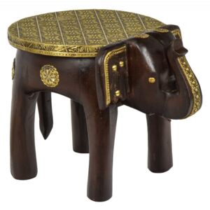 Stolička ve tvaru slona zdobená mosazným kováním, 20x27x21cm