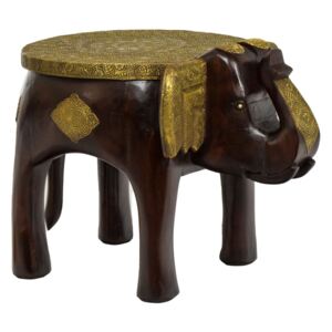 Stolička ve tvaru slona zdobená mosazným kováním, 34x48x35cm (8J)