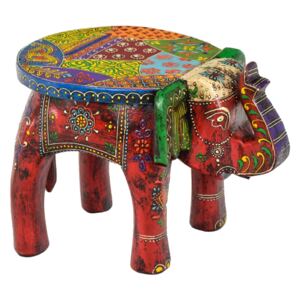 Stolička ve tvaru slona ručně malovaná, červená, 20x27x21cm