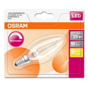 OSRAM LED Filament SUPERSTAR ClasB 230V 3.3W 827 E14 / 250lm / 2700K / 15000h / DIM / A+ / Sklo čiré / 1ks (4058075107502) - Ledvance LED žárovka 4058075107502 230 V, E14, 3.30 W = 25 W, teplá bílá, A+ (A++ - E)