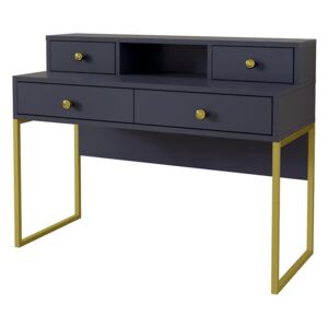Stylový psací stůl Cloe - modrá / zlatá