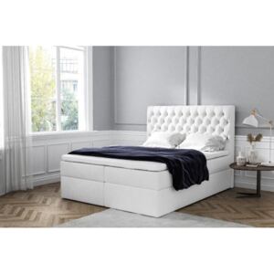 Elegantní čalouněná postel Mandy s úložným prostorem bílá 180 x 200 + topper zdarma