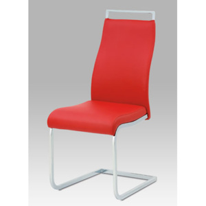 Autronic Jídelní židle, koženka červená / chrom