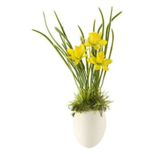 GILDE Umělá květina narcis ve vajíčku na zavěšení žlutý, 25cm