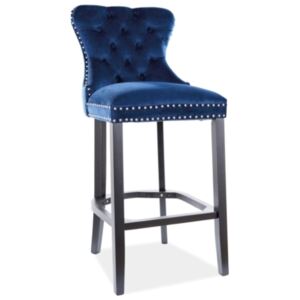 Barová židle AUGUSTUS H-1 Velvet, 50x114x42, černá/modrá