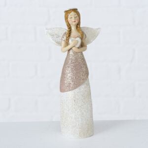 Vánoční figurka anděl Gisela 8x4x18cm, 1ks - Se srdcem