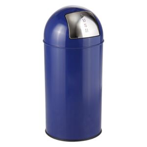 MEVA Odpadkový koš chromovaný s klapkou Push-boy modrá, Objem: 40 l