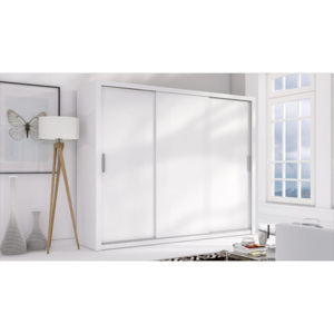 Luxusní šatní skříň s posuvnými dveřmi LONDON 250 bílý / bílý mat