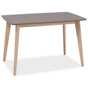 Jídelní stůl 120x75 cm v šedé lanýžové barvě s konstrukcí v dekoru dub bělený KN470