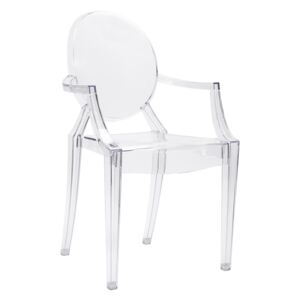 Židle LOUIS transparentní polykarbonát, Sedák bez čalounění, Nohy: polykarbonát, plast, barva: transparentní, s područkami plast