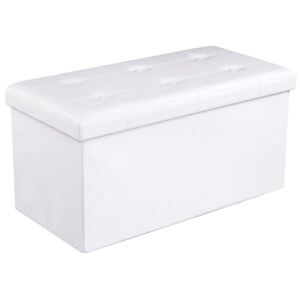SONGMICS Úložný sedací box čalouněný skládací 76x38 cm bílý