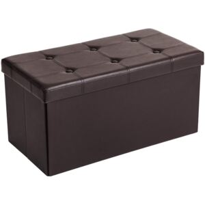 SONGMICS Úložný sedací box čalouněný skládací 76 cm hnědý
