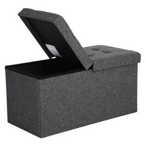 SONGMICS Úložný sedací box čalouněný skládací 76 cm šedý dělené víko