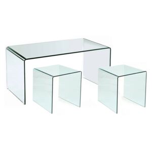 Sada skleněných stolků PERSOS A+B - transparentní sklo