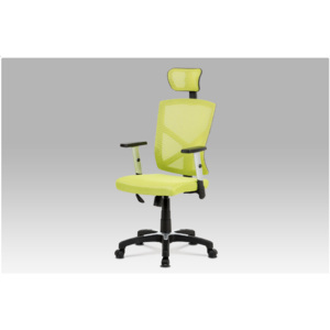 Kancelářská židle na kolečkách BOLSTER – zelená, podhlavník, plastový kříž, houpací mechanismus