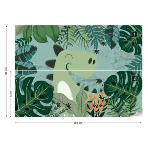 GLIX Fototapeta - Dino in Green Jungle Papírová tapeta - 254x184 cm