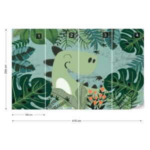 GLIX Fototapeta - Dino in Green Jungle Vliesová tapeta - 416x254 cm