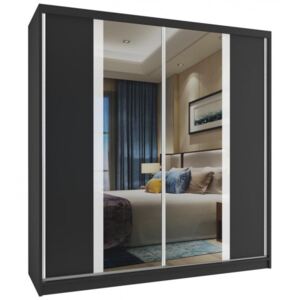 Luxusní černá šatní skříň 158 cm se zrcadlem 36