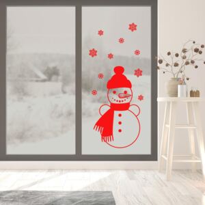 Sněhulák - samolepka na okno Červená 30x50 cm