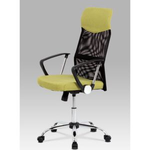 Autronic - Kancelářská židle, houpací mech., zelená látka + černá MESH, kovový kříž - KA-E301 GRN
