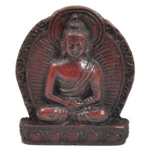 Buddha Amithába, mini, "stone", hnědo červený, pryskyřice, 4cm