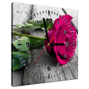 Tištěný obraz s hodinami Růžová růže na mostě ZP1768A_1AI