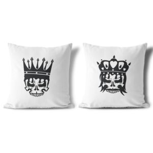 Polštářky KING & QUEEN Skull (cena za oba kusy) Varianta: 70cm x 90cm (pouze povlaky bez výplně)