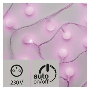 Emos ZY2026T 40 LED světelný řetěz – kuličky 2,5cm, 4m, růžová, časovač