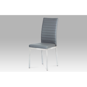 Jídelní židle chrom a potah šedá ekokůže AC-1285 GREY