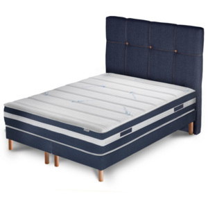 Tmavě modrá postel s matrací a dvojitým boxspringem Stella Cadente Maison Venus, 180 x 200 cm