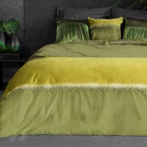 Olivový sametový přehoz na postel ALESSIA 220x240 cm