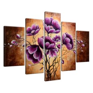 Ručně malovaný obraz Rostoucí fialové květy 150x105cm RM1506A_5H