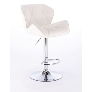 Barová židle MILANO na kulaté stříbrné podstavě - bílá